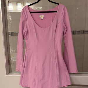 Maeve Brand Pink Long Bell Sleeve A-line Dress MED